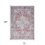 6' X 9' Blue And Pink Floral Power Loom Distressed Washable Area Rug