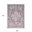 5' X 7' Blue And Pink Floral Power Loom Distressed Washable Area Rug