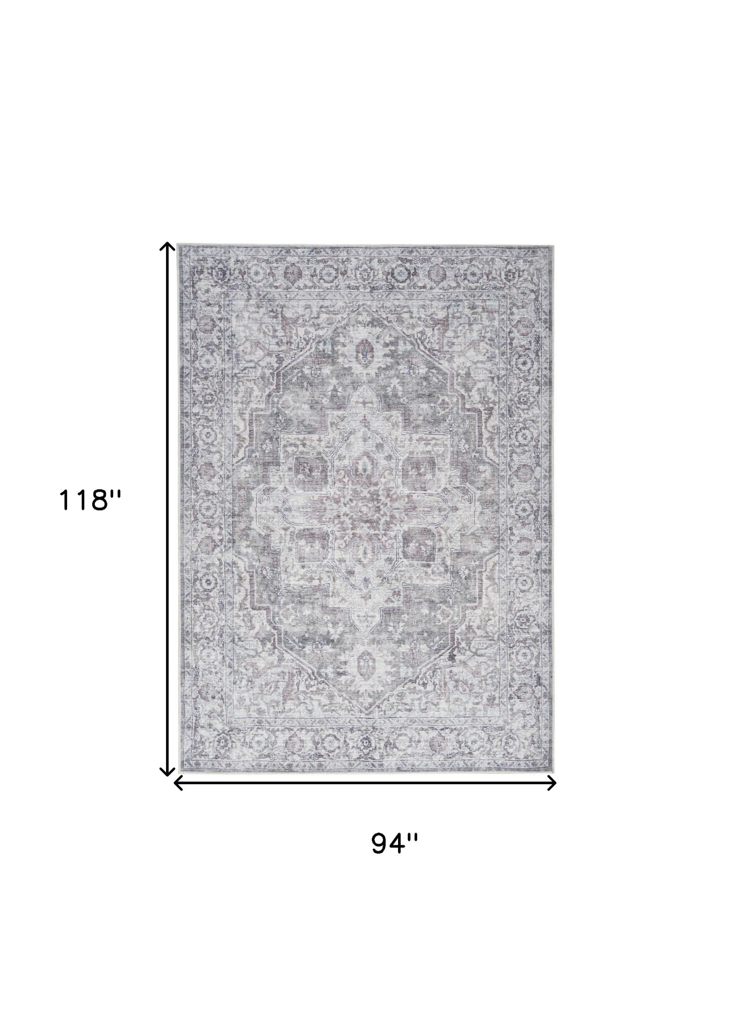 8' X 10' Blue And Pink Floral Power Loom Distressed Washable Area Rug