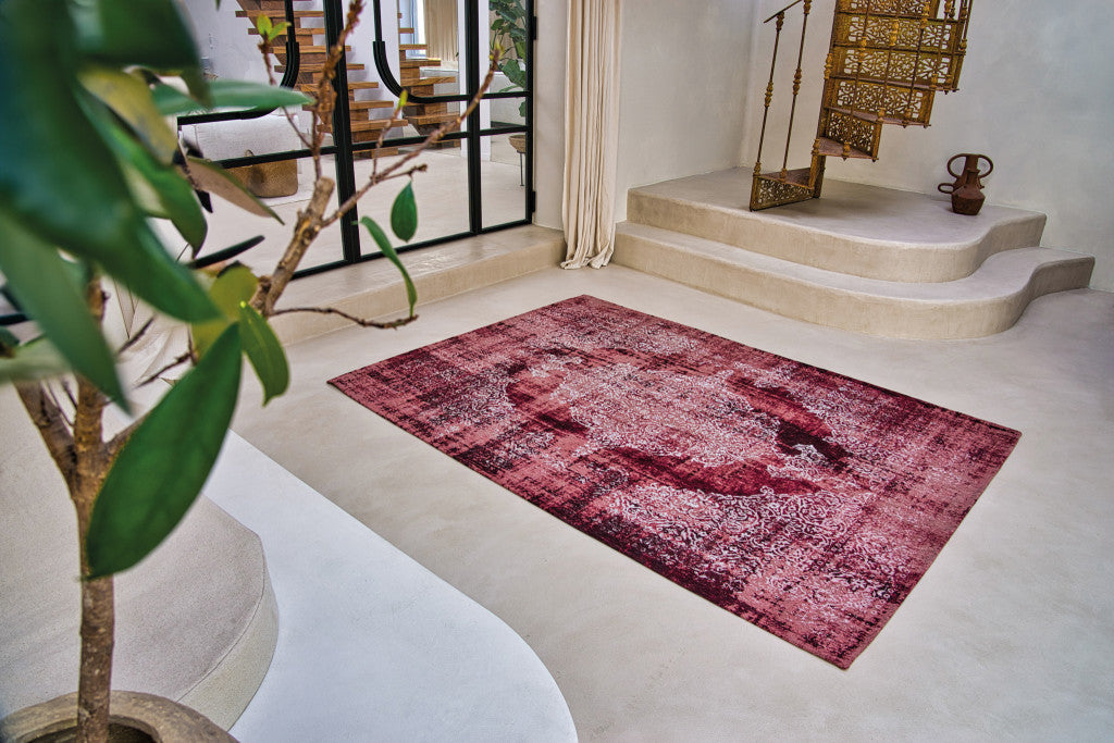 9' X 13' Red and White Oriental Non Skid Area Rug