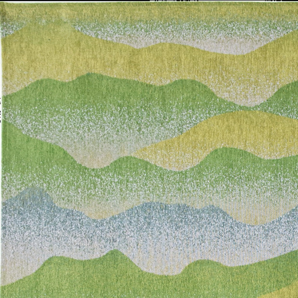 5' X 7' Green and Yellow Abstract Non Skid Area Rug