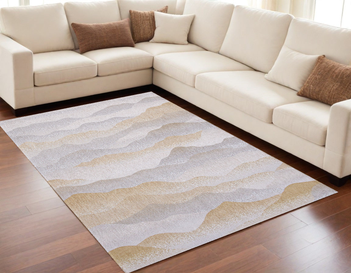 5' X 7' Gray and Brown Abstract Non Skid Area Rug