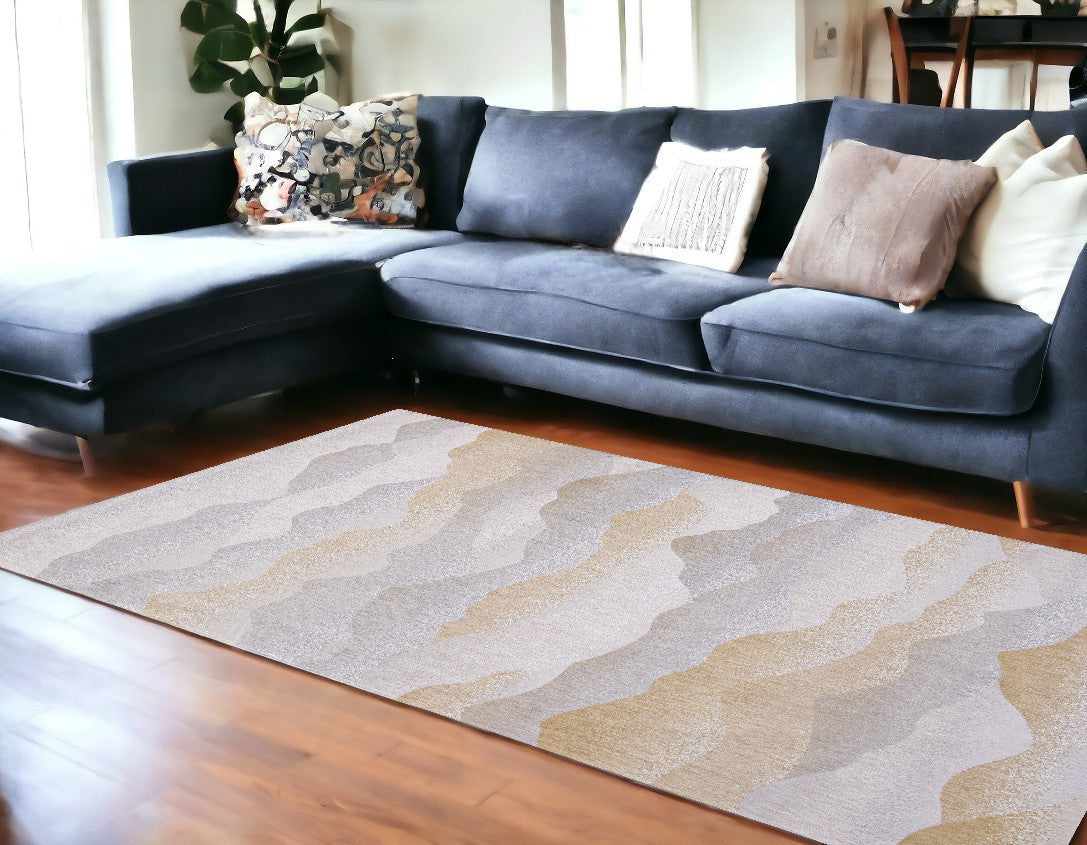 6' X 8' Gray and Brown Abstract Non Skid Area Rug