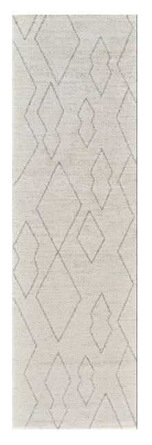 8' Cream and Beige Abstract Distressed Area Rug