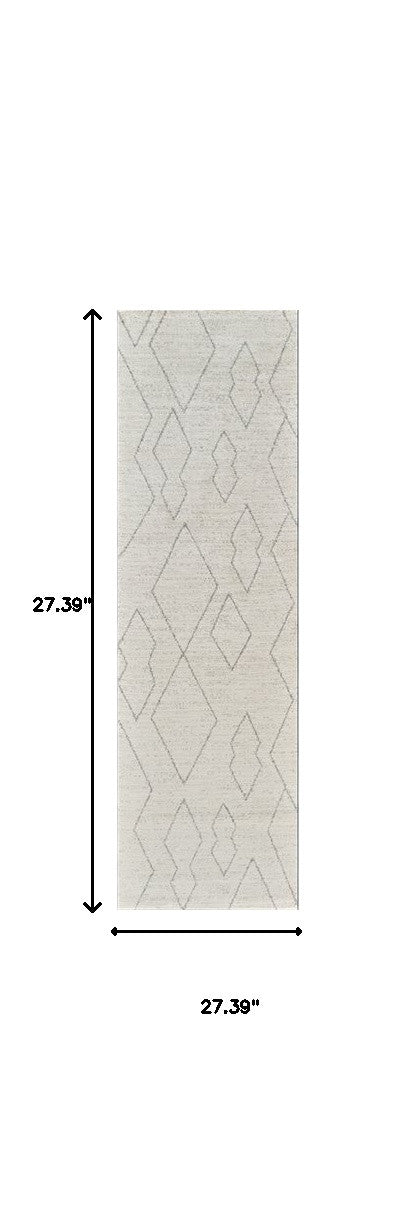 8' Cream and Beige Abstract Distressed Area Rug