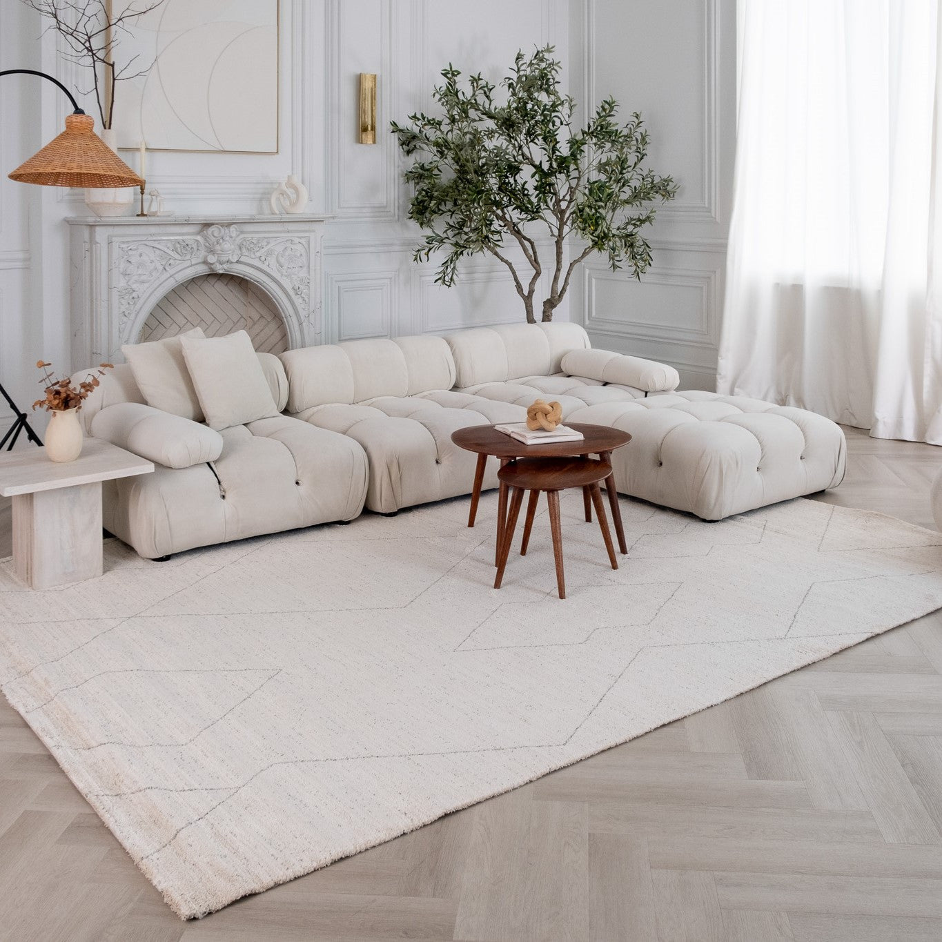 4' X 6' Cream and Beige Abstract Distressed Area Rug