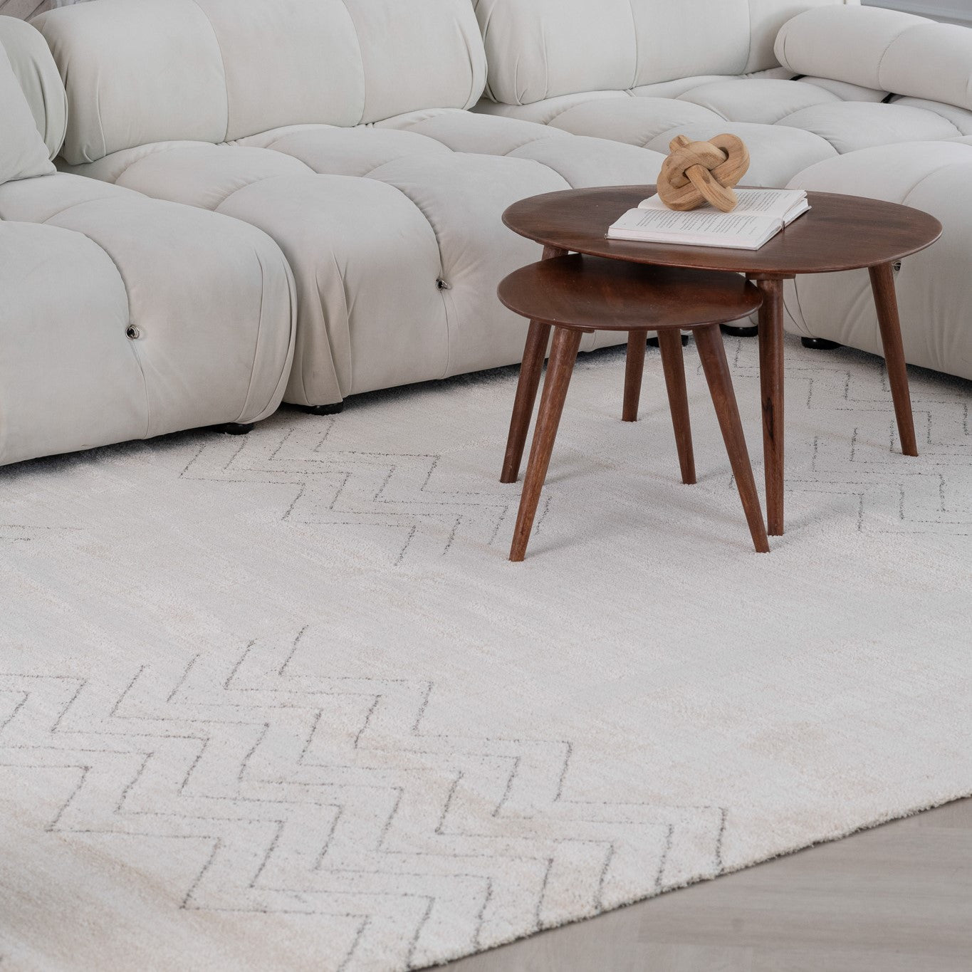 5' X 8' Cream and Beige Abstract Distressed Area Rug