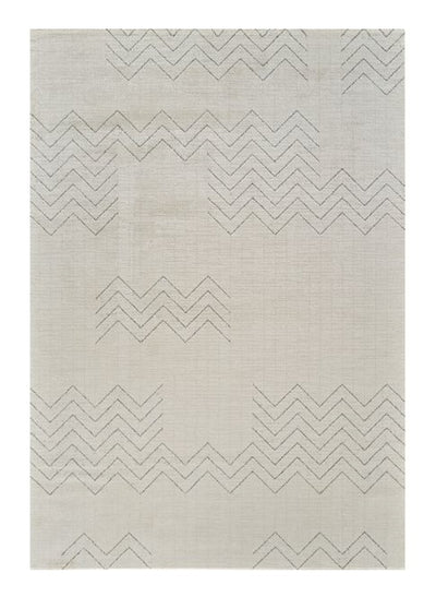 7' X 10' Cream and Beige Abstract Distressed Area Rug