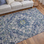 6' X 9' Gray Blue and Ivory Oriental Power Loom Area Rug