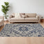 6' X 9' Gray Blue and Ivory Oriental Power Loom Area Rug