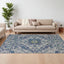 6' X 9' Gray Blue and Ivory Oriental Power Loom Area Rug