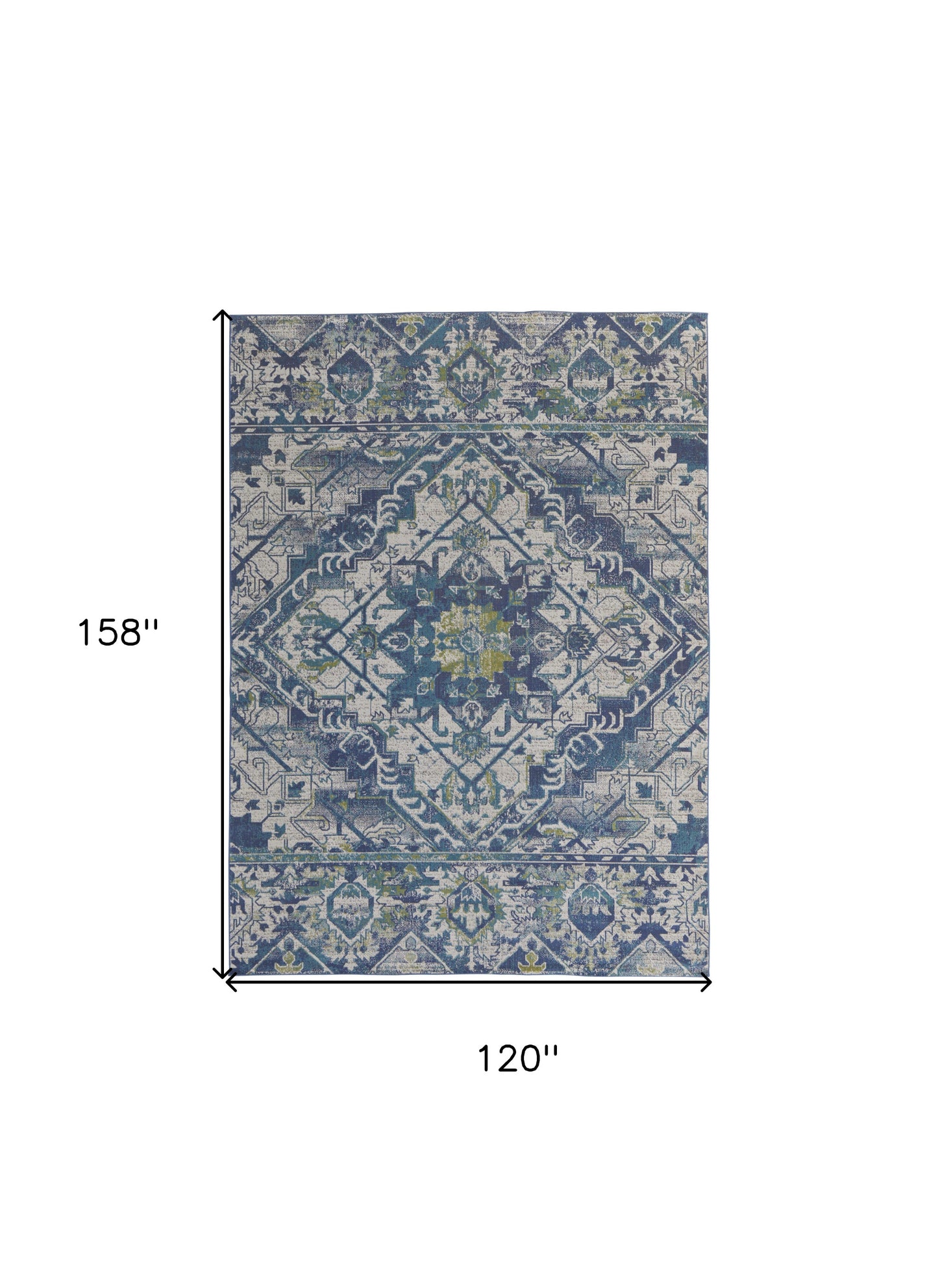 6' X 9' Gray Blue and Ivory Oriental Power Loom Area Rug