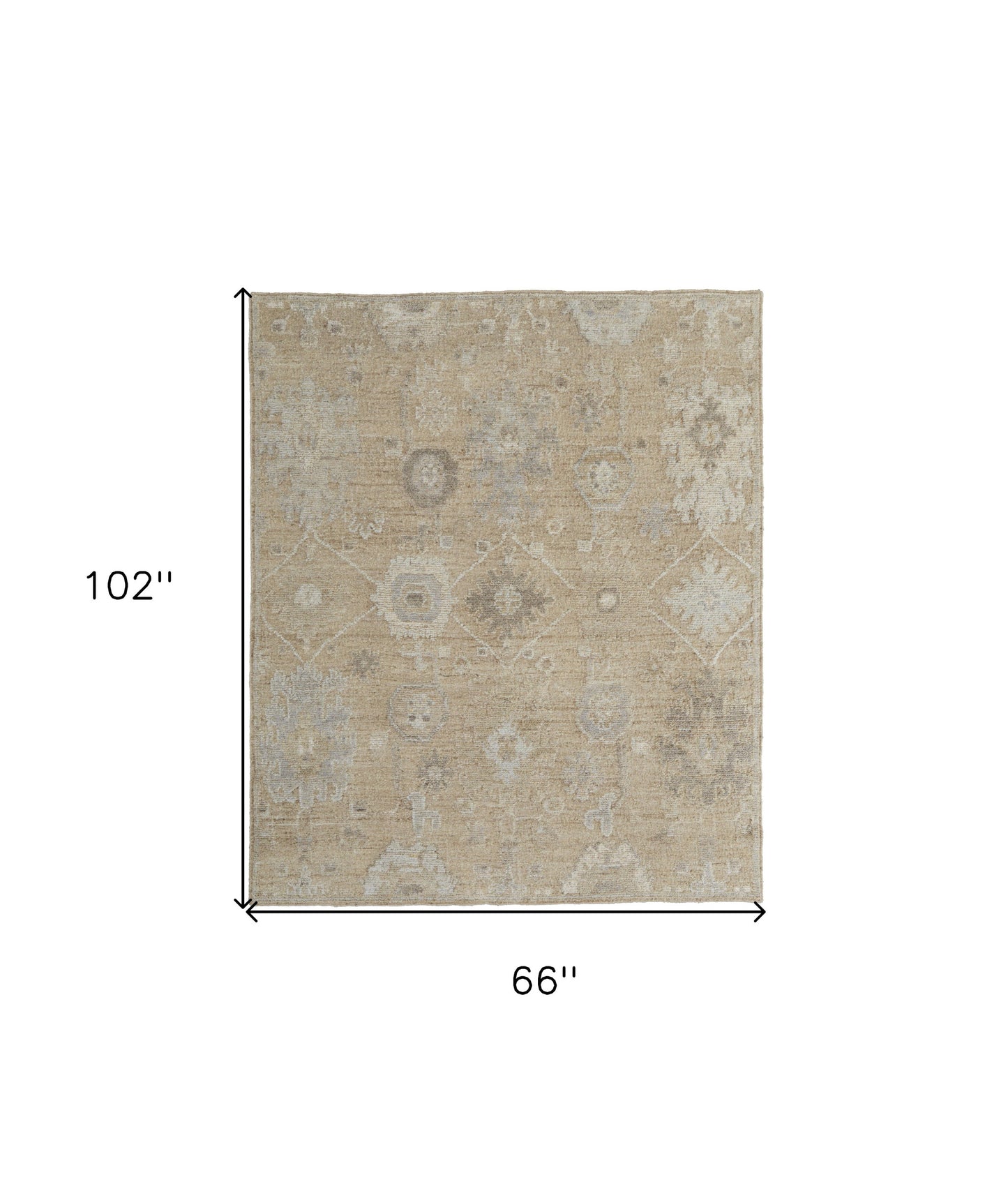 6' X 9' Tan and Ivory Wool Floral Hand Knotted Area Rug