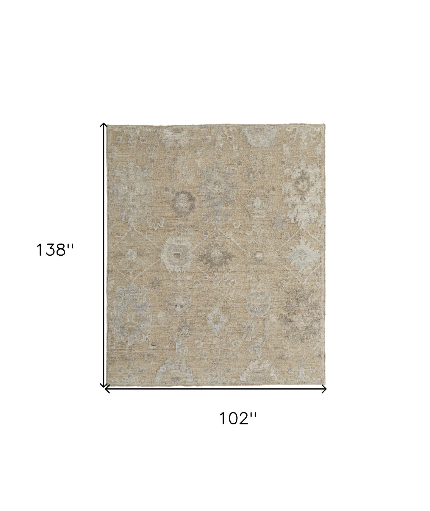 6' X 9' Tan and Ivory Wool Floral Hand Knotted Area Rug