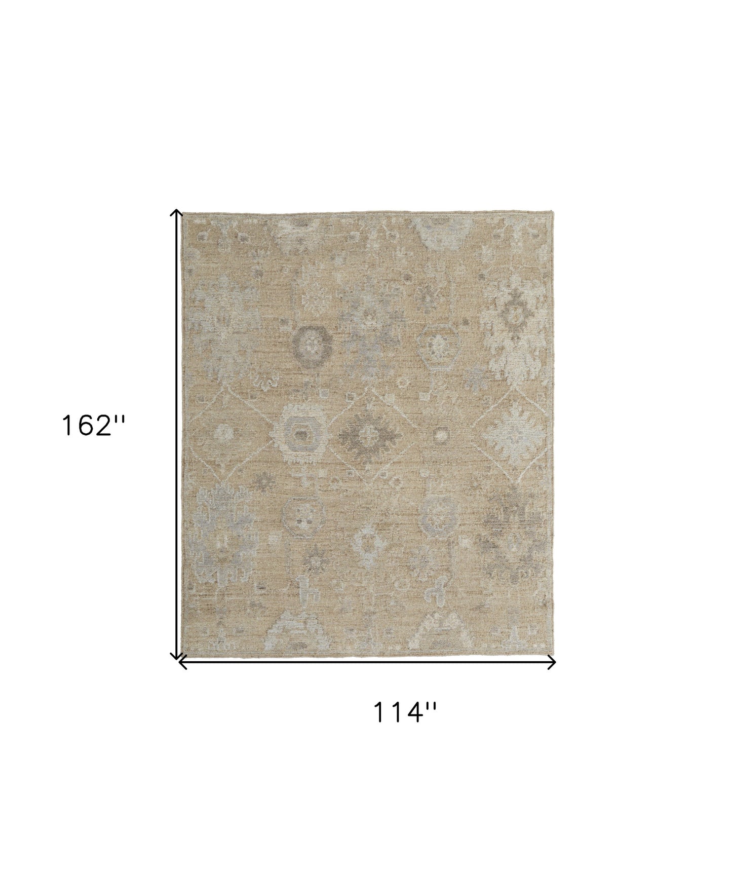 6' X 9' Tan and Ivory Wool Floral Hand Knotted Area Rug