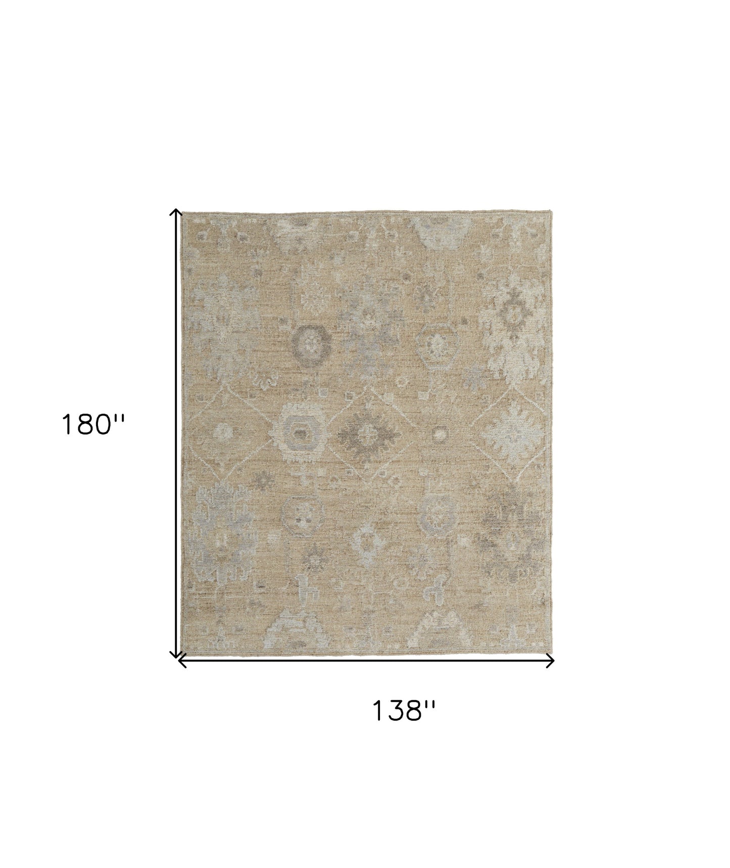 6' X 9' Tan and Ivory Wool Floral Hand Knotted Area Rug