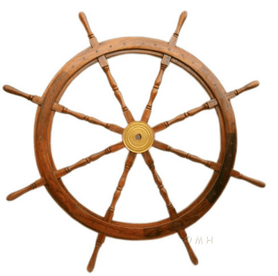 Classic Rosewood Ship Wheel With Brass Hub - 24 Inches