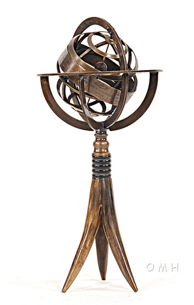 Brass Armillary Globe On Buffalo Horn Stand