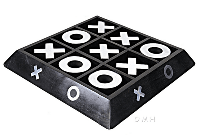 Wooden And Aluminum Tic-Tac-Toe Game Décor Piece