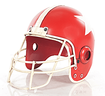 Handmade Red Football Helmet With White Star Decor