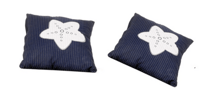 Anne Home - Set Of 2 Blue Cushions With White Star Design