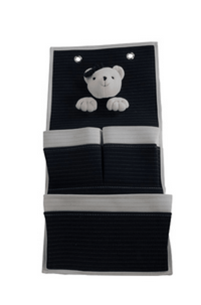 Bear-Themed 3-Pocket Wall Hanger For Organised Toy Storage