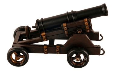 Cannon Sur Roues Grandeur Nature - Handcrafted Metal Display Cannon