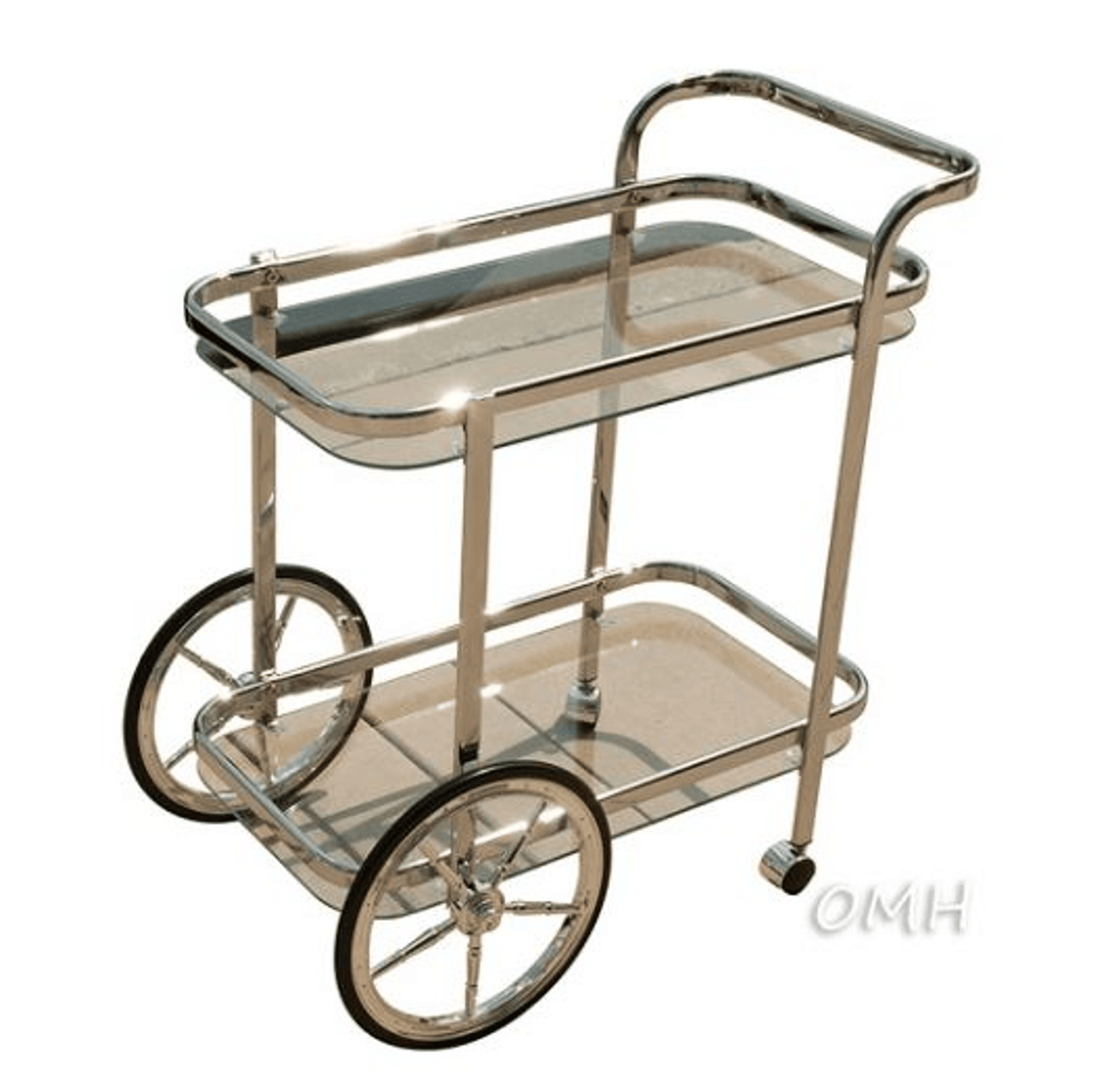 Anne Home Elegant Chrome-Plated Glass Serving Trolley