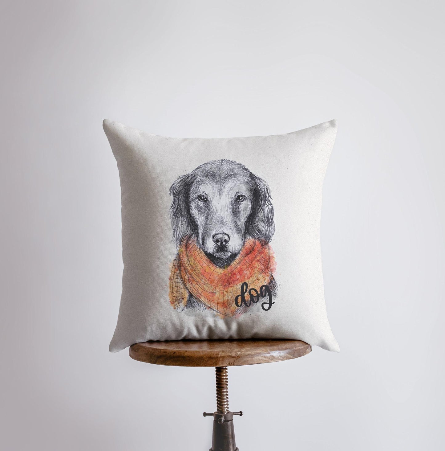 Elegant Pencil Sketch Dog Pillow Cover