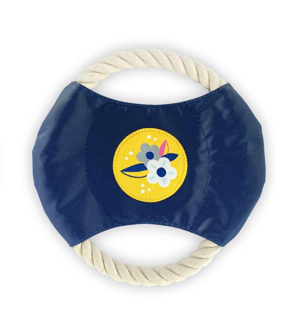 Hand-Sewn Sunshine Floral Rope Disc Toy for Dogs