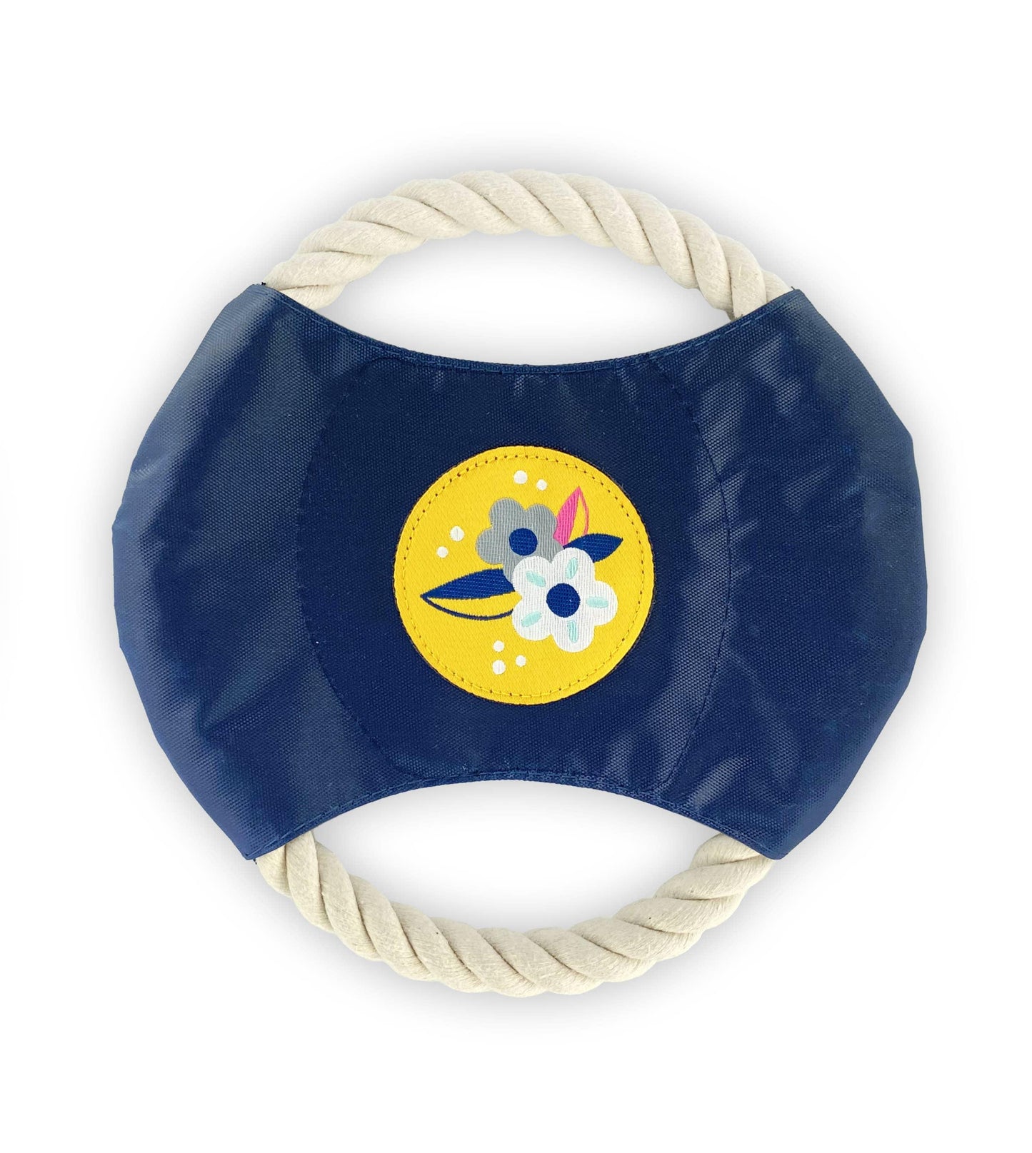 Hand-Sewn Sunshine Floral Rope Disc Toy for Dogs