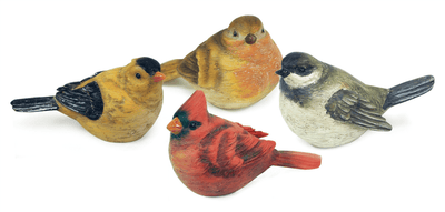 Set Of 12 Elegant 4" Polyresin Bird Decorations