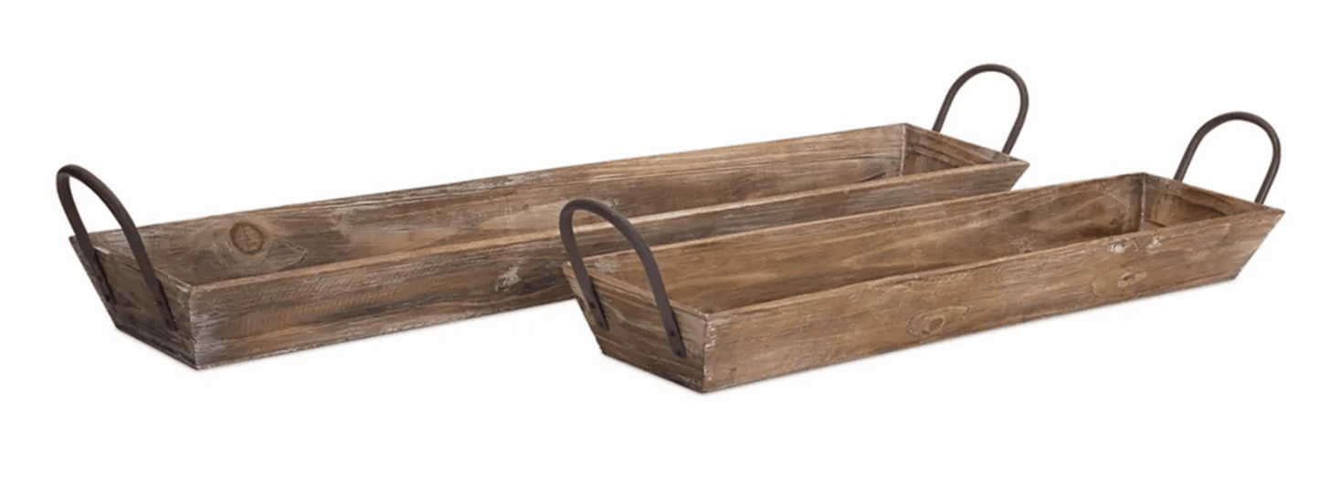 Elegant Wooden Tray Set With Handles (2 Sizes)