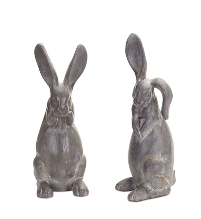 Elegant Cement Rabbit Figurines Set Of 2