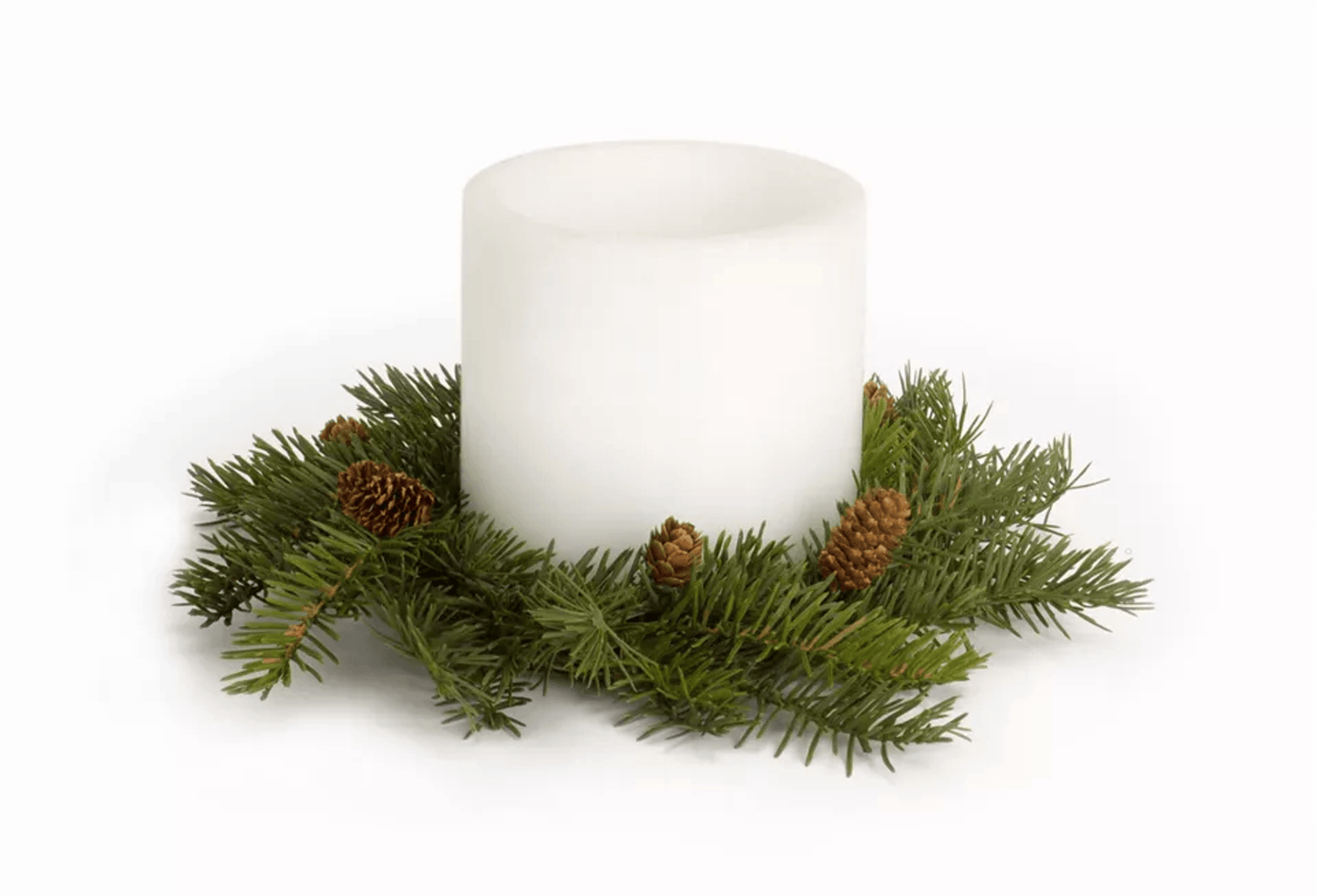 Elegant Pine Candle Wreath Set - 13" Diameter, Fits 6" Candles (4-Pack)