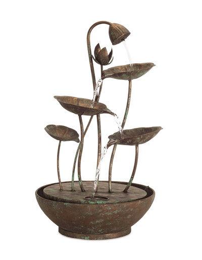 Lotus Leaf Iron Fountain – 19.5"H Tranquil Water Feature