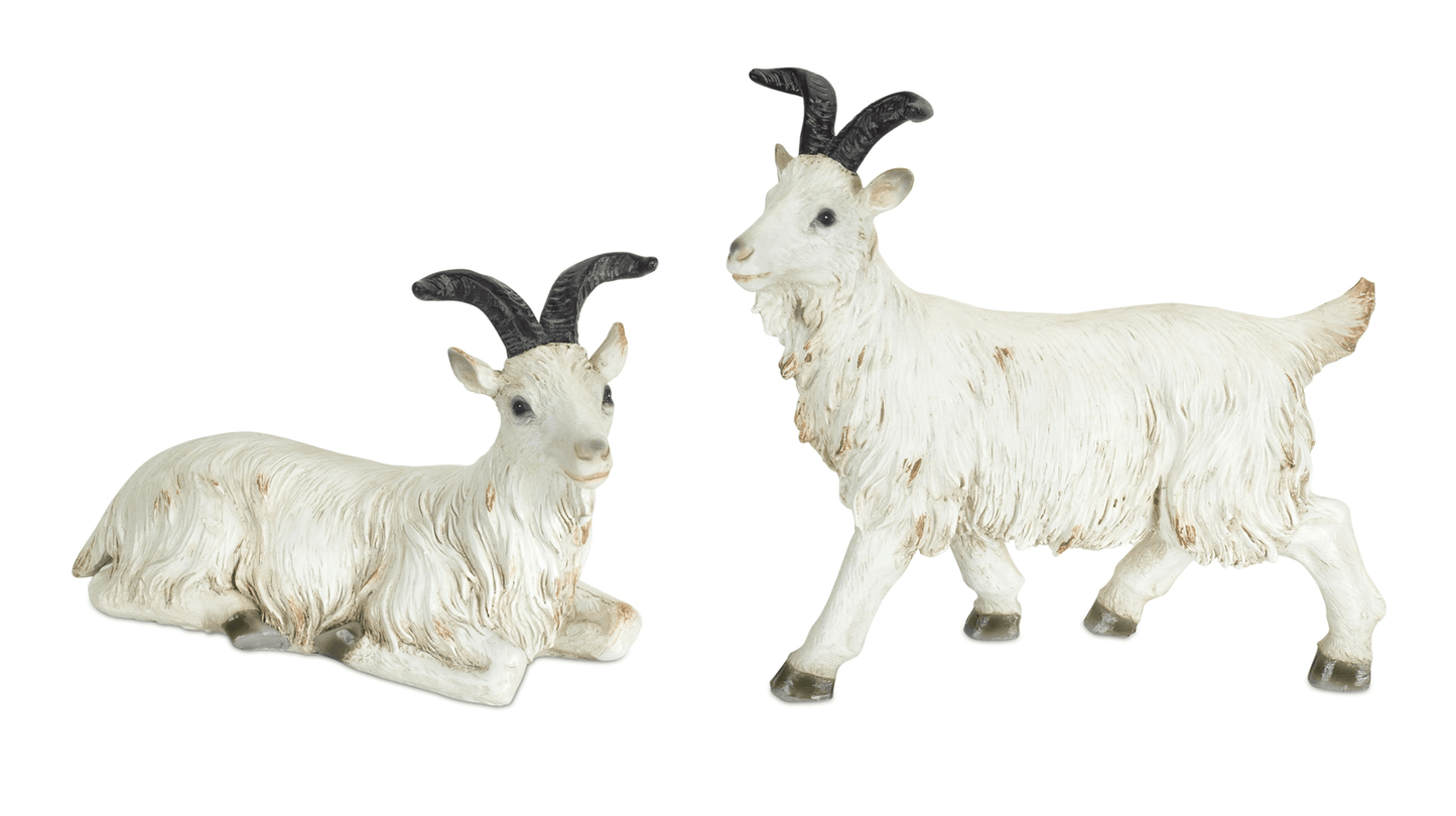 Charming Goat Figurines Set – 6.75" & 10" Resin Decor