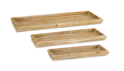 Elegant Wood Tray Set – 6 Pieces In Varying Sizes