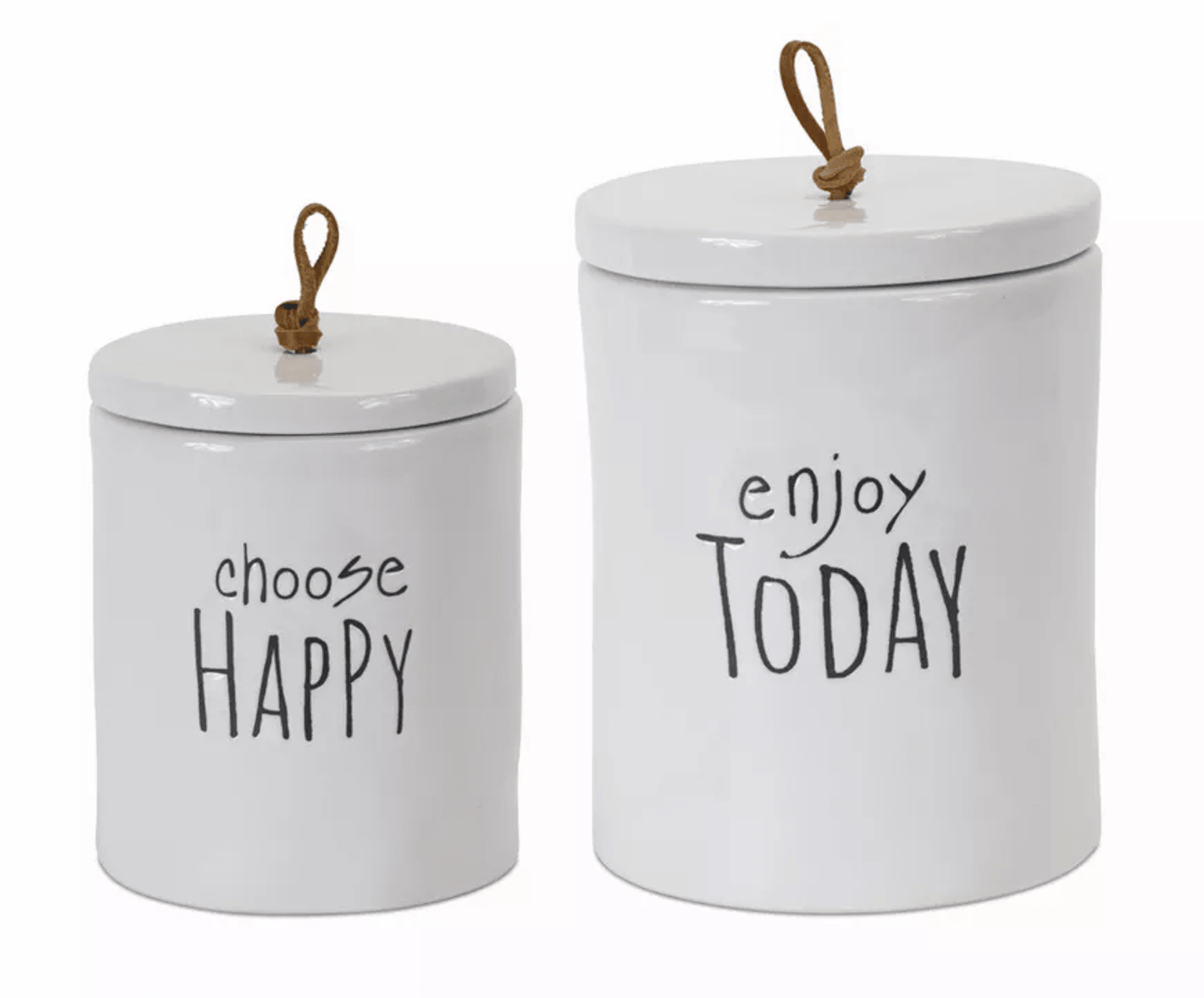 Elegant Stoneware Canister Set Of 2 - 5.75"H & 7.25"H