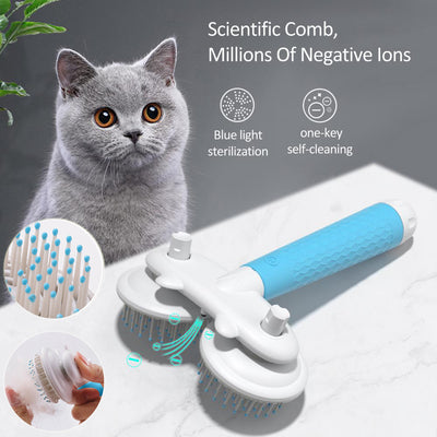 Pet Cat Brush Dog Slicker Brush Double-Headed Negative Ion One-Button Self Cleaning Pet Hair Removal