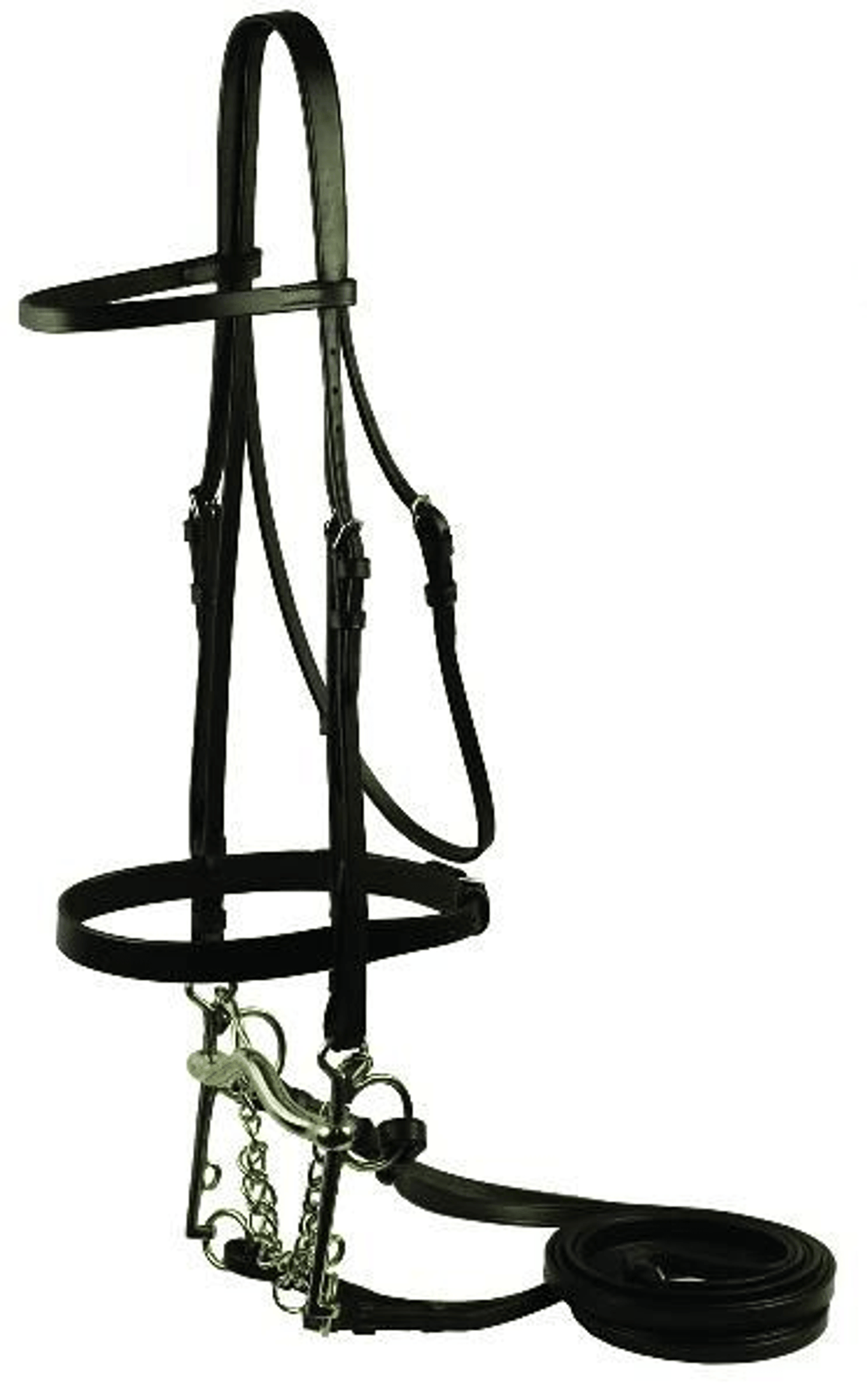 Gatsby Flat Leather Pelham Bridle with Dual Reins