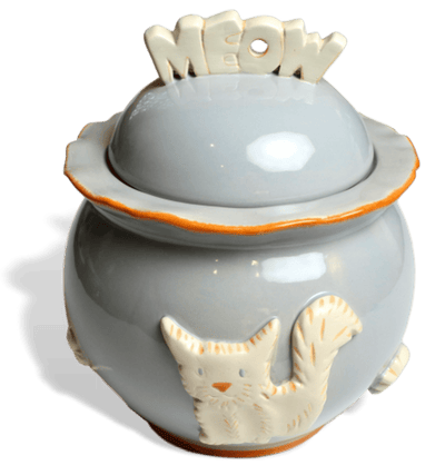 Hand-Decorated Cat Treat Jar with Fresh Seal Lid