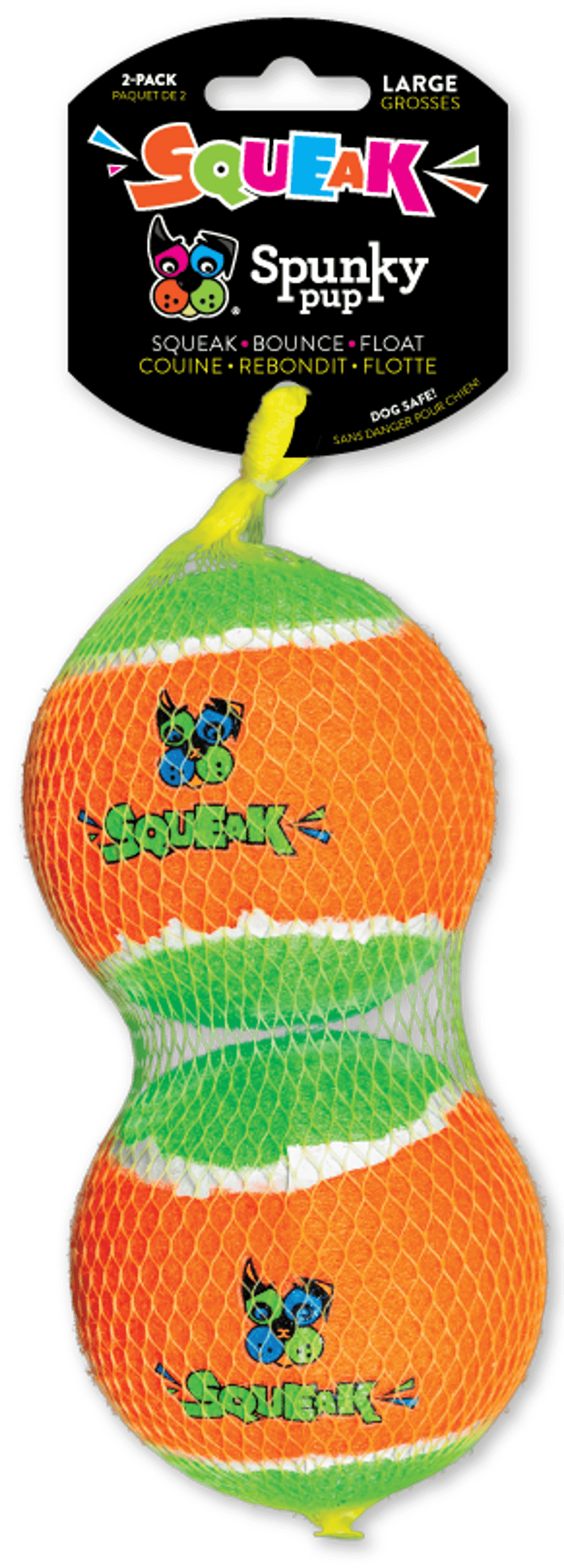 Spunky Pup Squeaky Tennis Balls - Pack of 2 for Safe Play