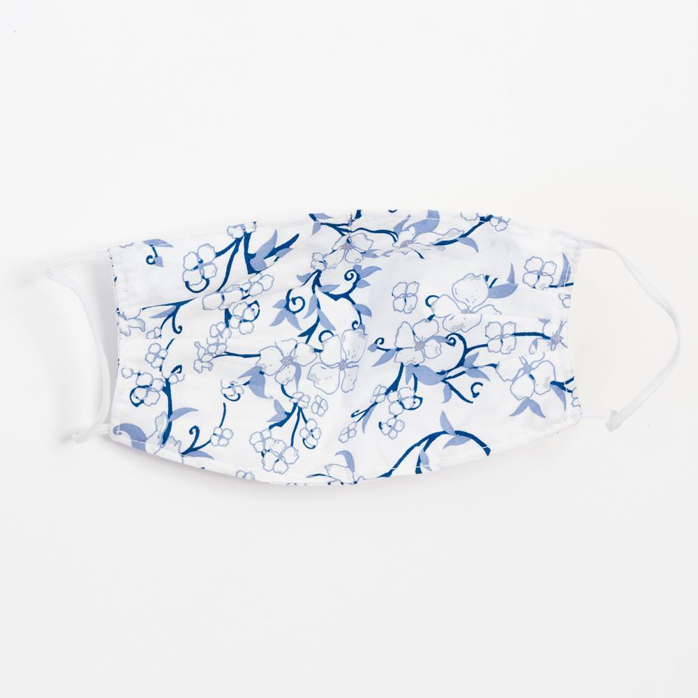 Ivory Floral Face Mask with Nose Pleat, Filter Pocket & Elastic Straps