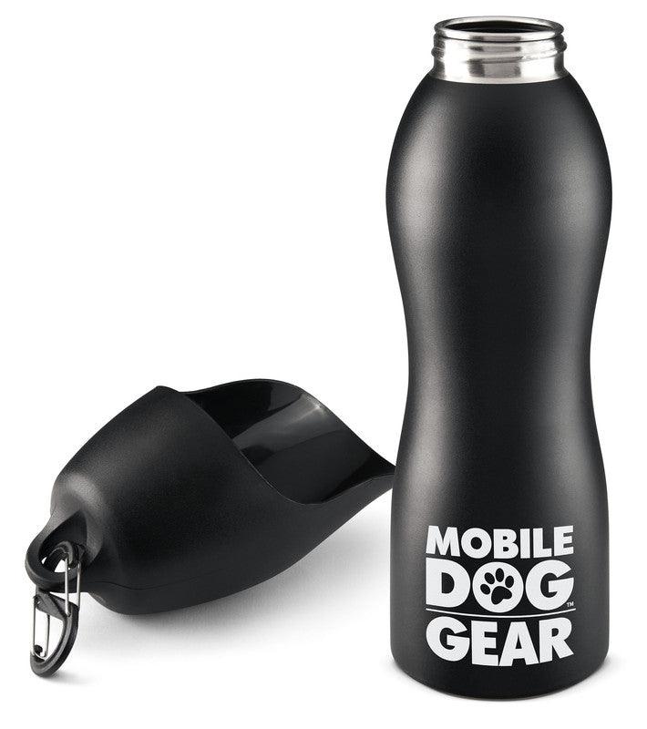 Mobile Dog Gear 25 Oz Stainless Steel Water Bottle with Integrated Bowl for Dogs