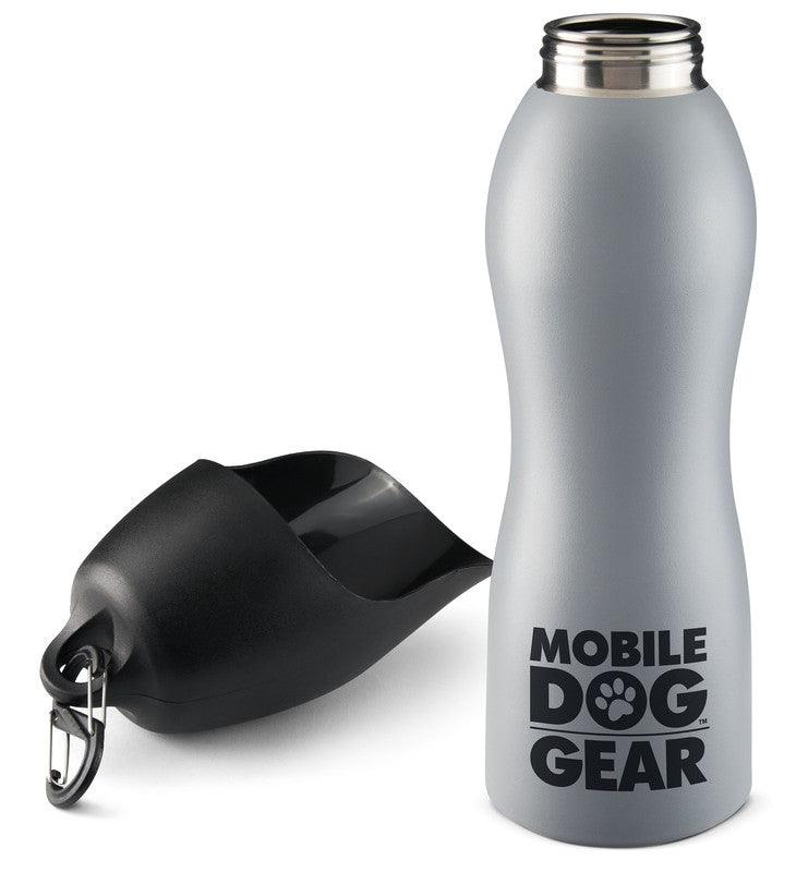 Mobile Dog Gear 25 Oz Stainless Steel Water Bottle with Integrated Bowl for Dogs