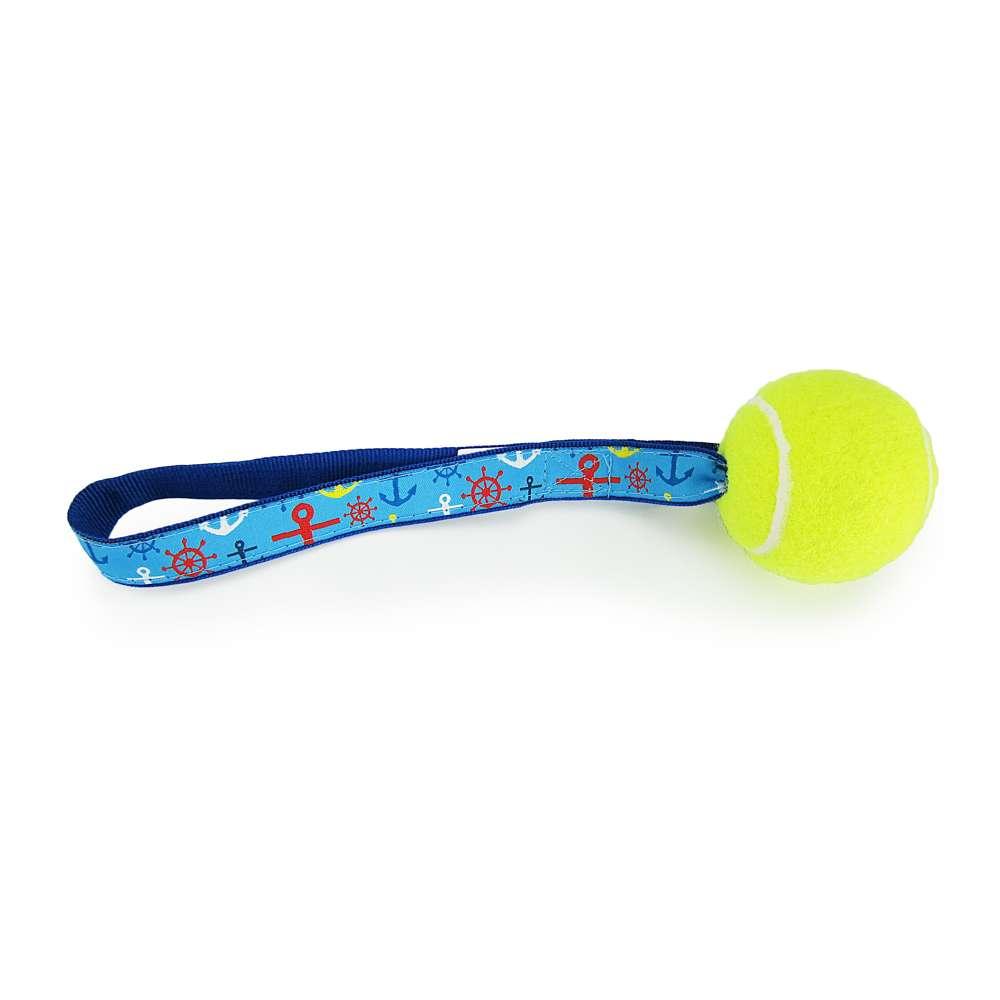 Nautical Tennis Ball Toss Toy with Loop Handle