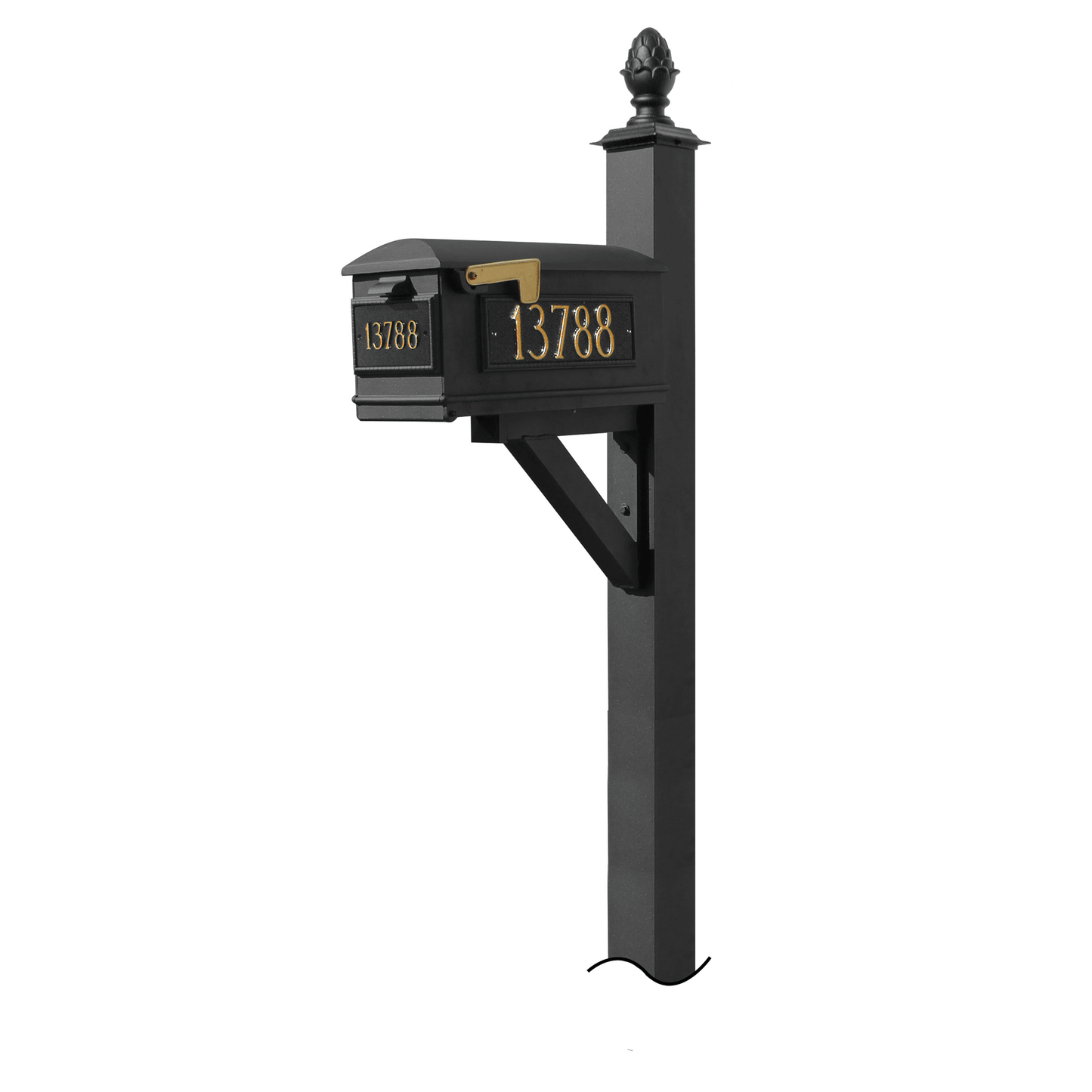 Westhaven Black Mailbox Post System With Lewiston Mailbox And Address Plates