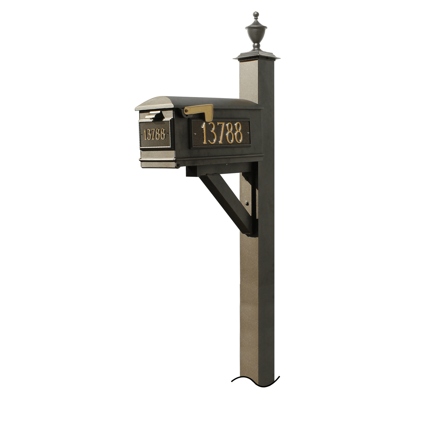 Westhaven Black Mailbox Post System With Lewiston Mailbox And Address Plates