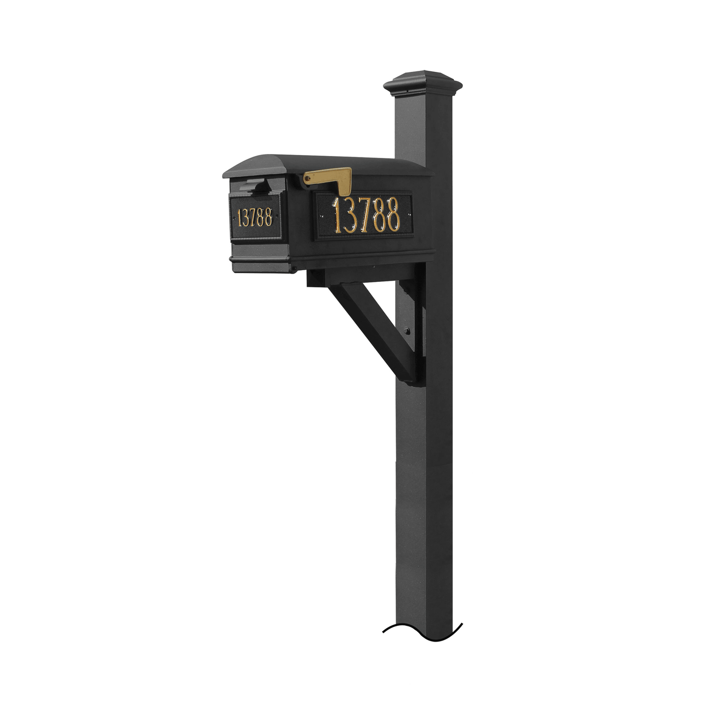 Westhaven Black Mailbox Post System With Lewiston Mailbox And Address Plates